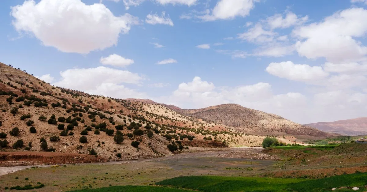 Beautiful landscape of the Atlas Mountains with clear skies in Morocco.